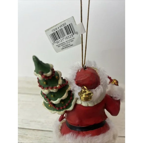 Kurt S Adler Santa Claus Hand Painted Christmas Ornament Faux Fur White 5-1/4" - Picture 6 of 8